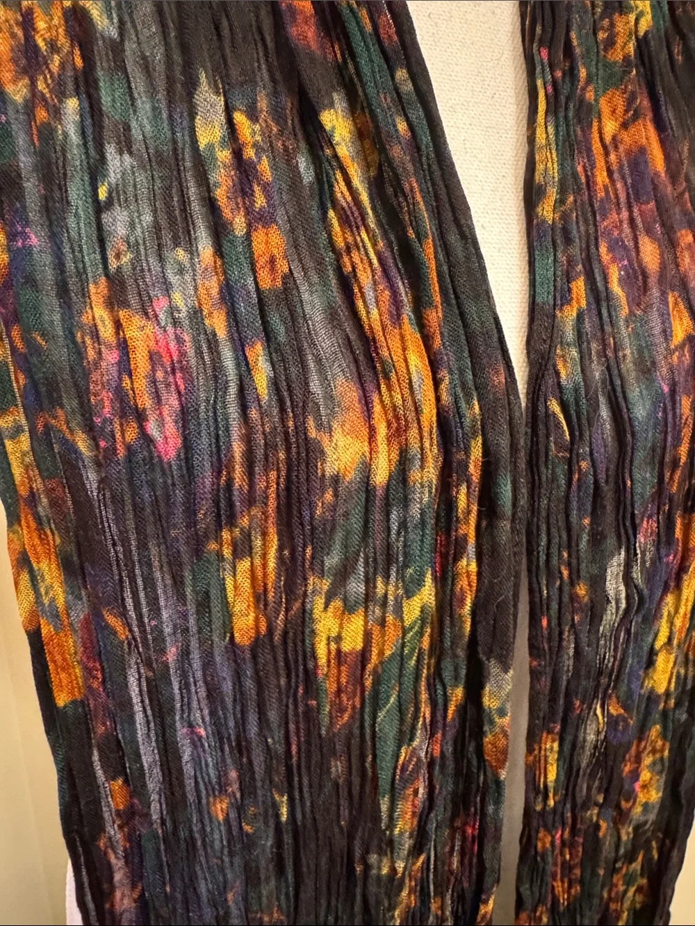 Black Multi Floral Crinkle Scarf - Women Accessories